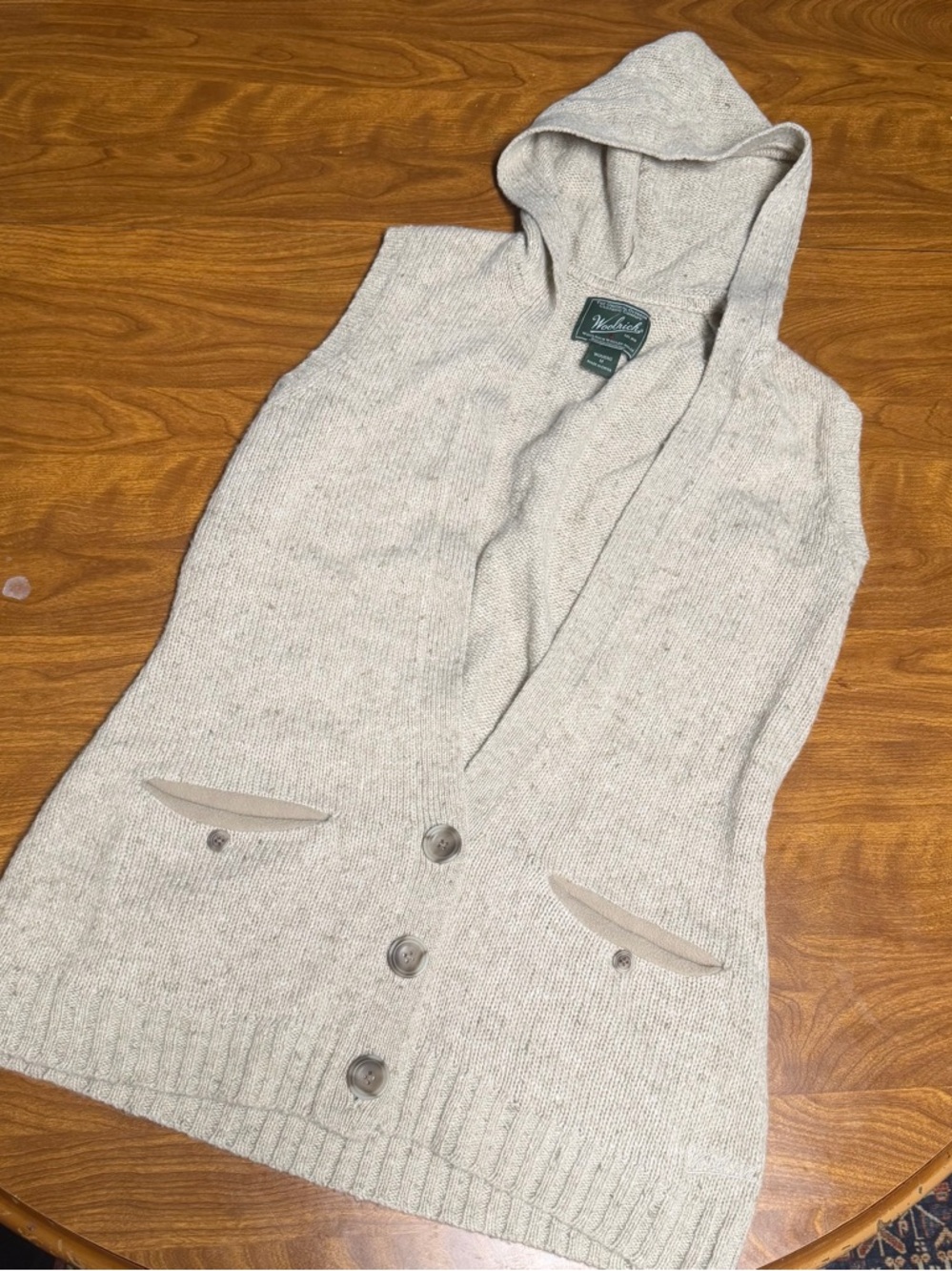 Woolrich Wool Knit Sweater cardigan Vest with Pockets and Buttons medium